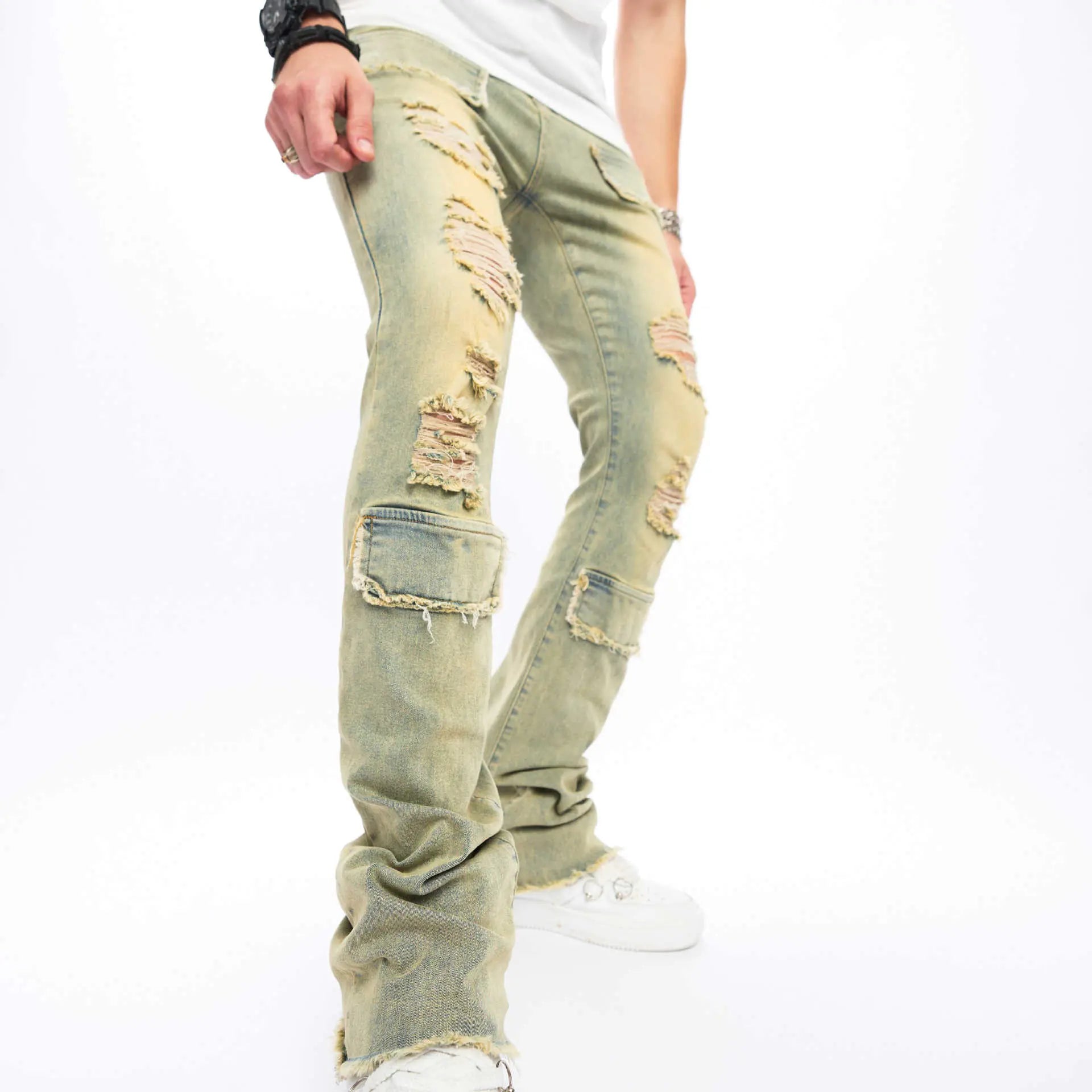 Elastic Flare Jeans
