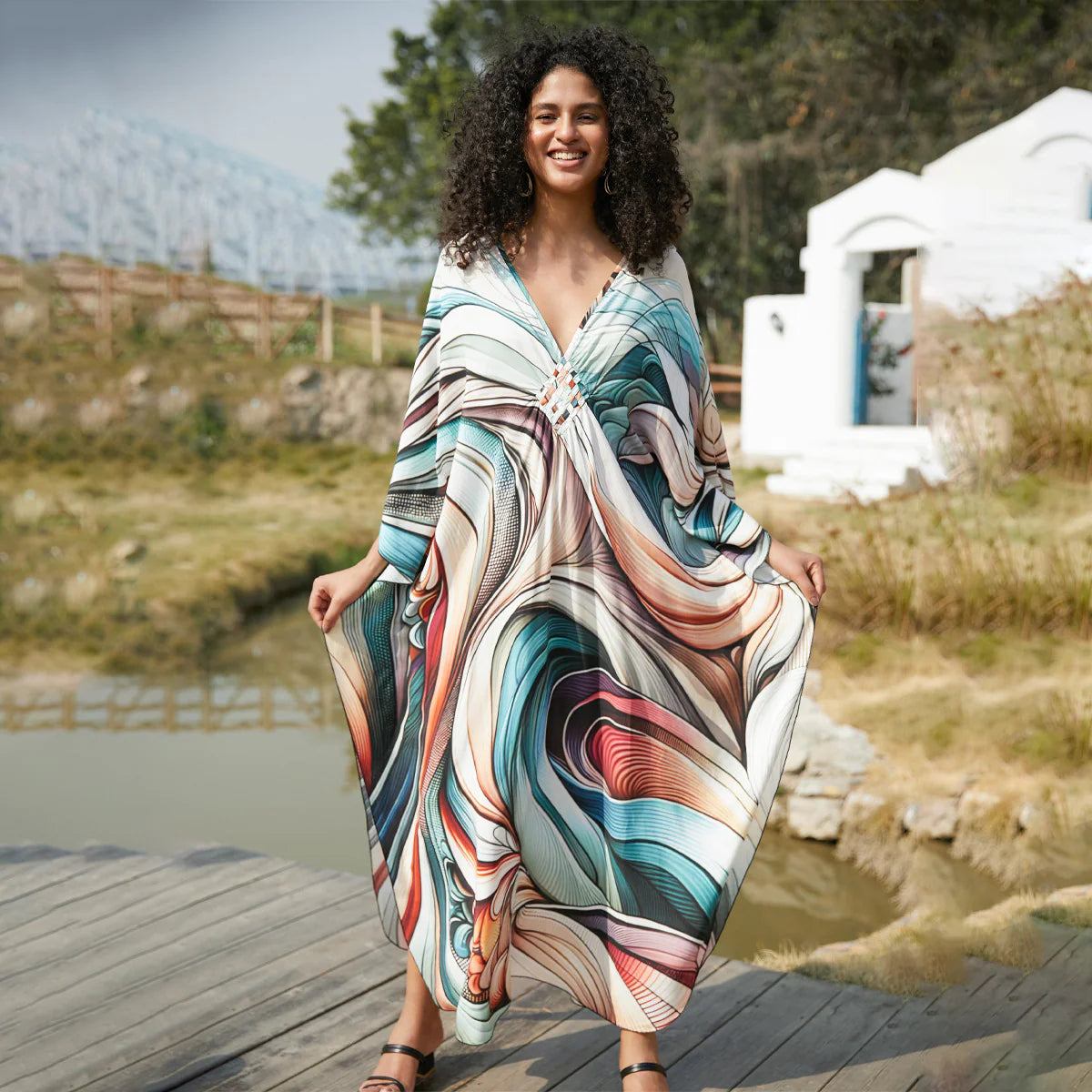 Boho Print Beach Dress