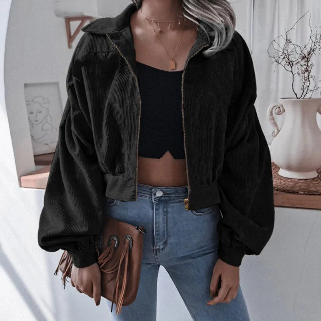 Corduroy Cropped Jacket For Women
