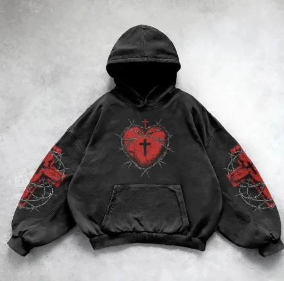 Vintage Print Hoodie