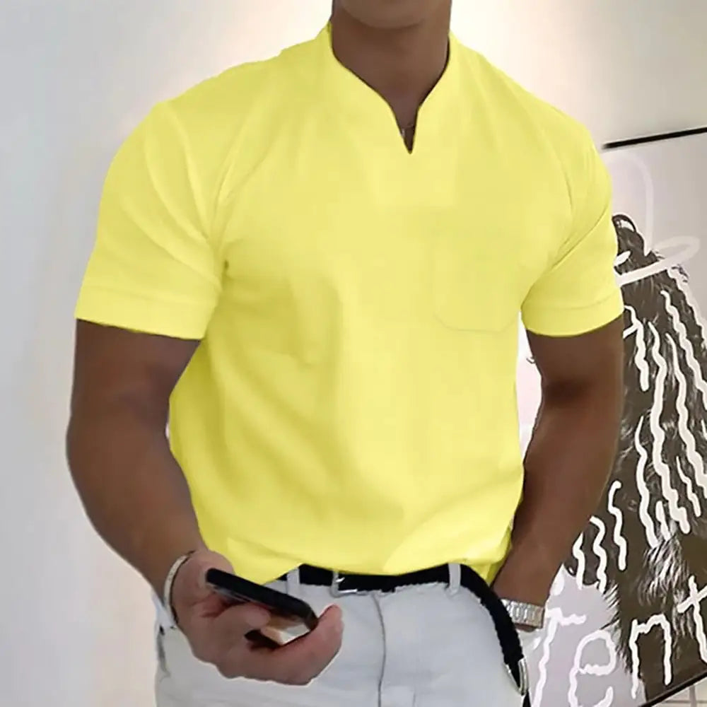 Mens Casual Short Sleeve V-Neck Shirt