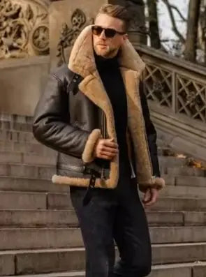 Winter Leather Fur Coat