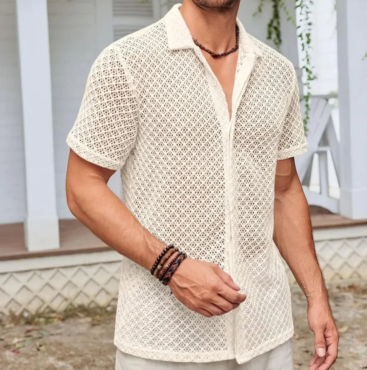 Mesh Lapel Shirt