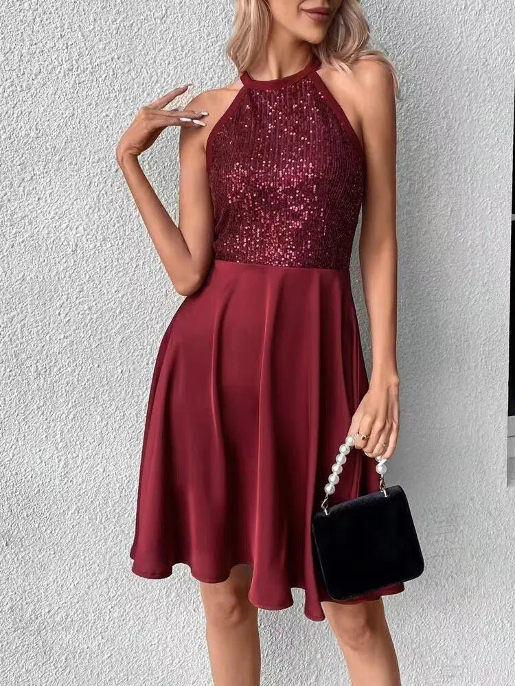 Sequin Stitching Sleeveless Dress