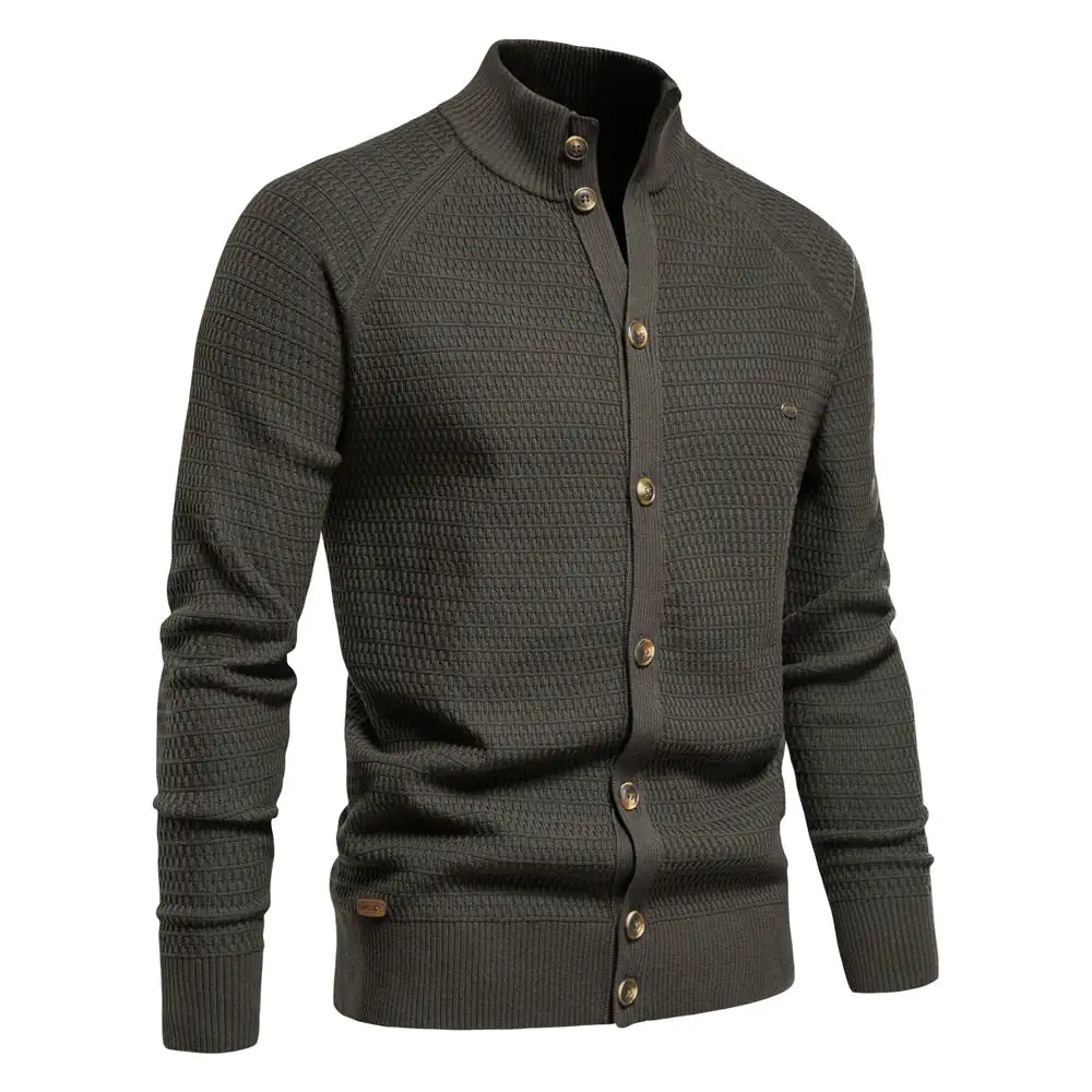 Button Mock Neck Cardigan