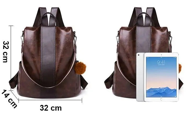 Womens Travel Leather Backpack