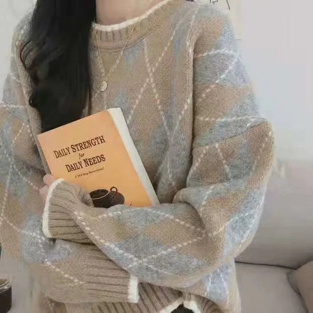 Rhombic Knit Pullover
