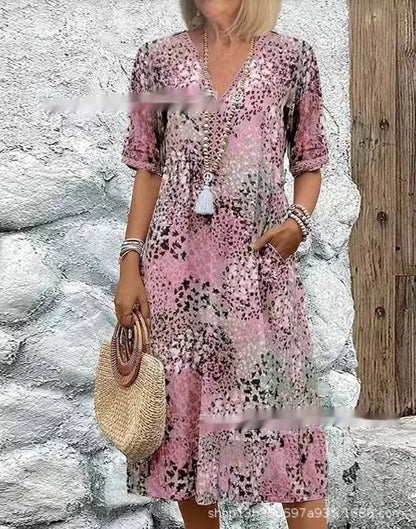 V-Neck Pocket Dress