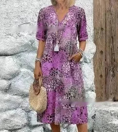 V-Neck Pocket Dress