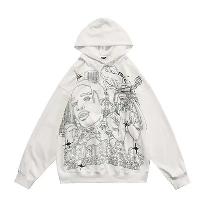 American Graffiti Print Hooded Sweater