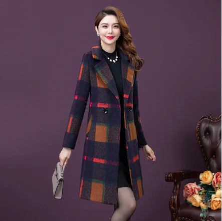 Plaid Hooded Wool Coat