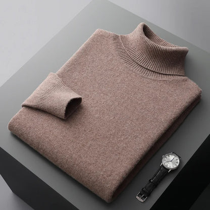 Men's High Collar Winter Knit Pullover