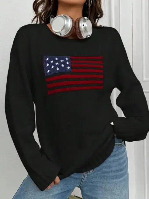 Round Neck Flag Sweater