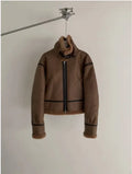 Suede Lambswool Coat