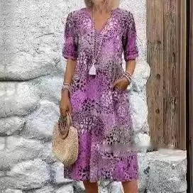 V-Neck Pocket Dress