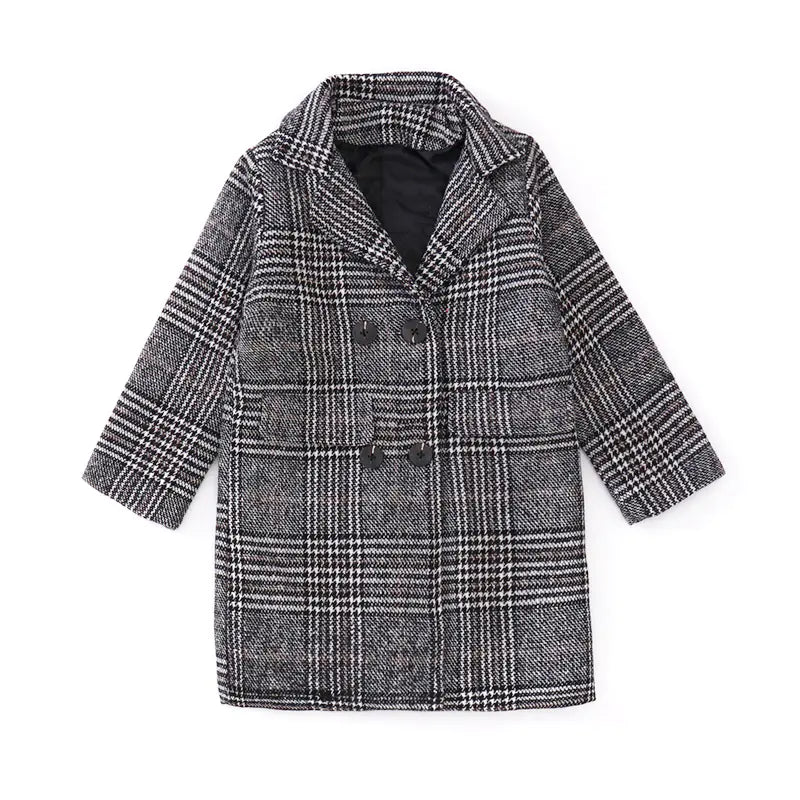 Gray Plaid Wool Coat