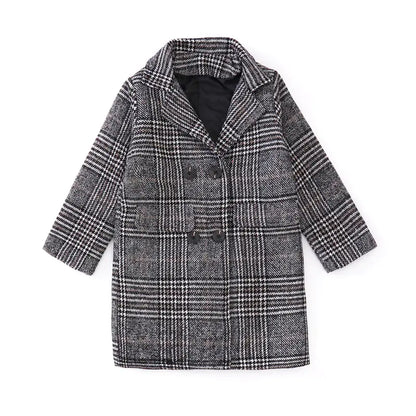 Gray Plaid Wool Coat