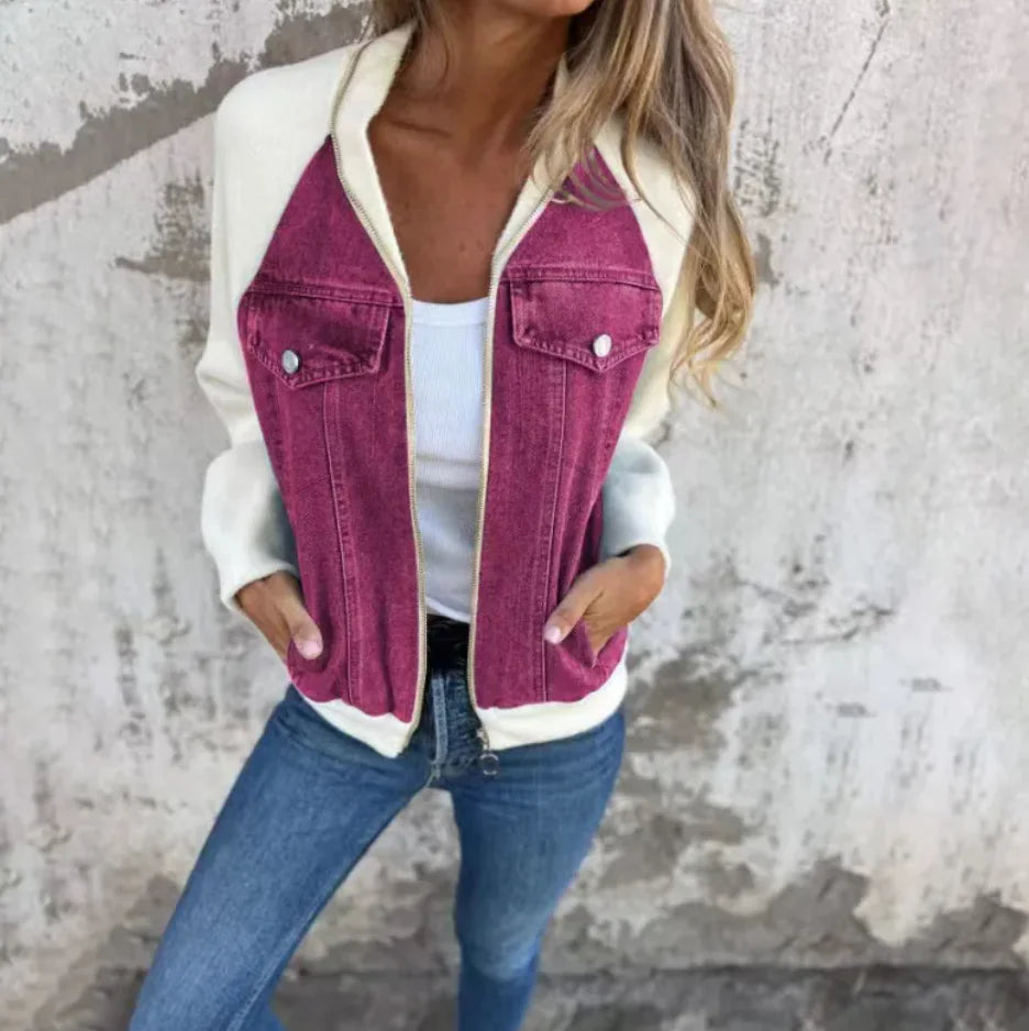 Hooded Denim Patchwork Jacket