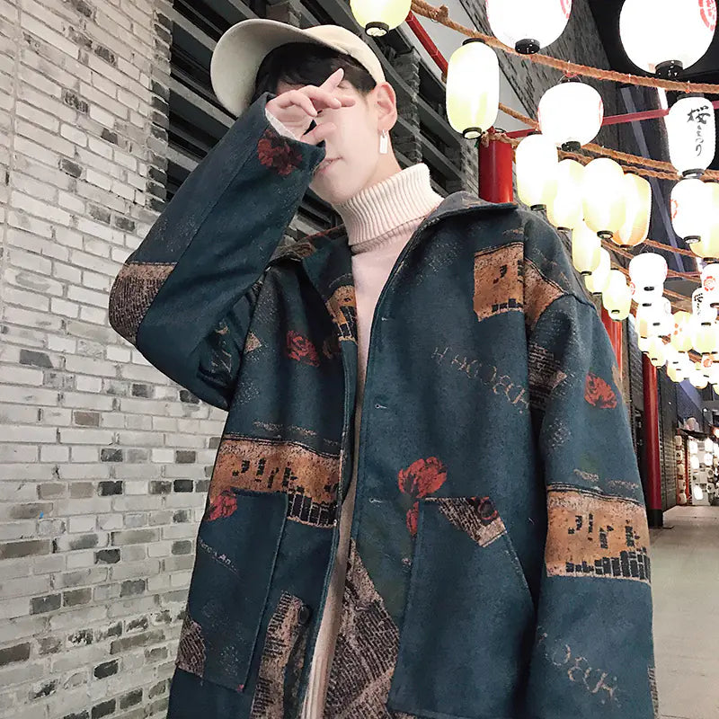 Stylish Retro Print Jacket