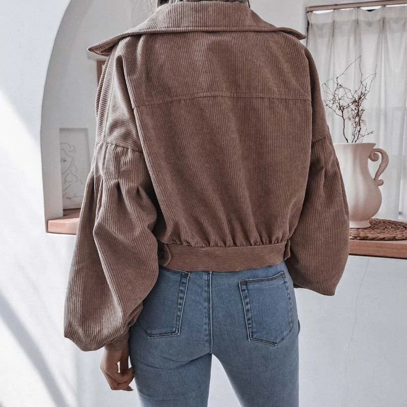 Corduroy Cropped Jacket  For Women