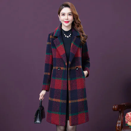 Plaid Hooded Wool Coat