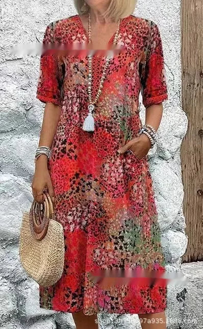V-Neck Pocket Dress