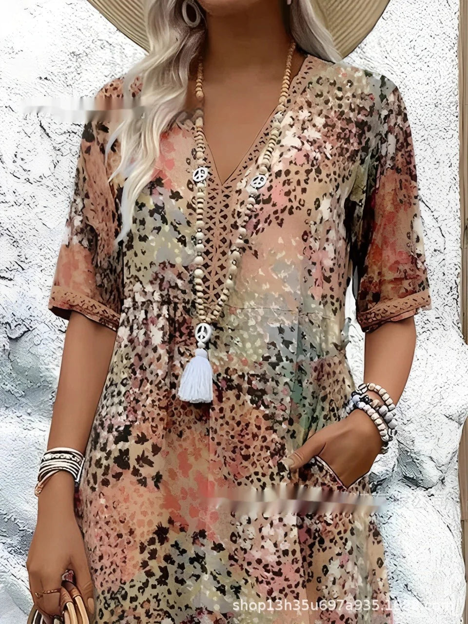 V-Neck Pocket Dress