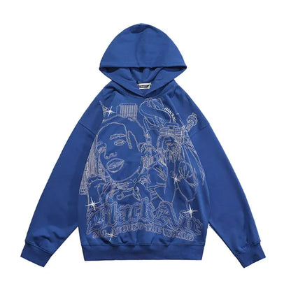 American Graffiti Print Hooded Sweater