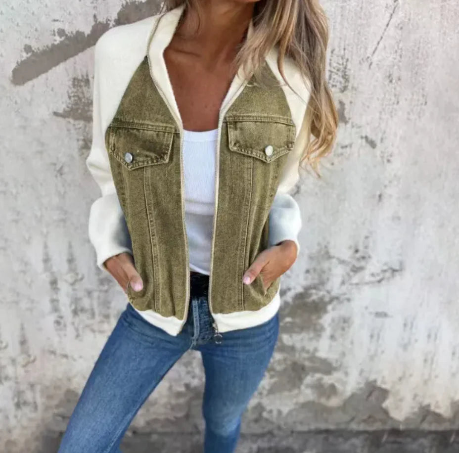 Hooded Denim Patchwork Jacket