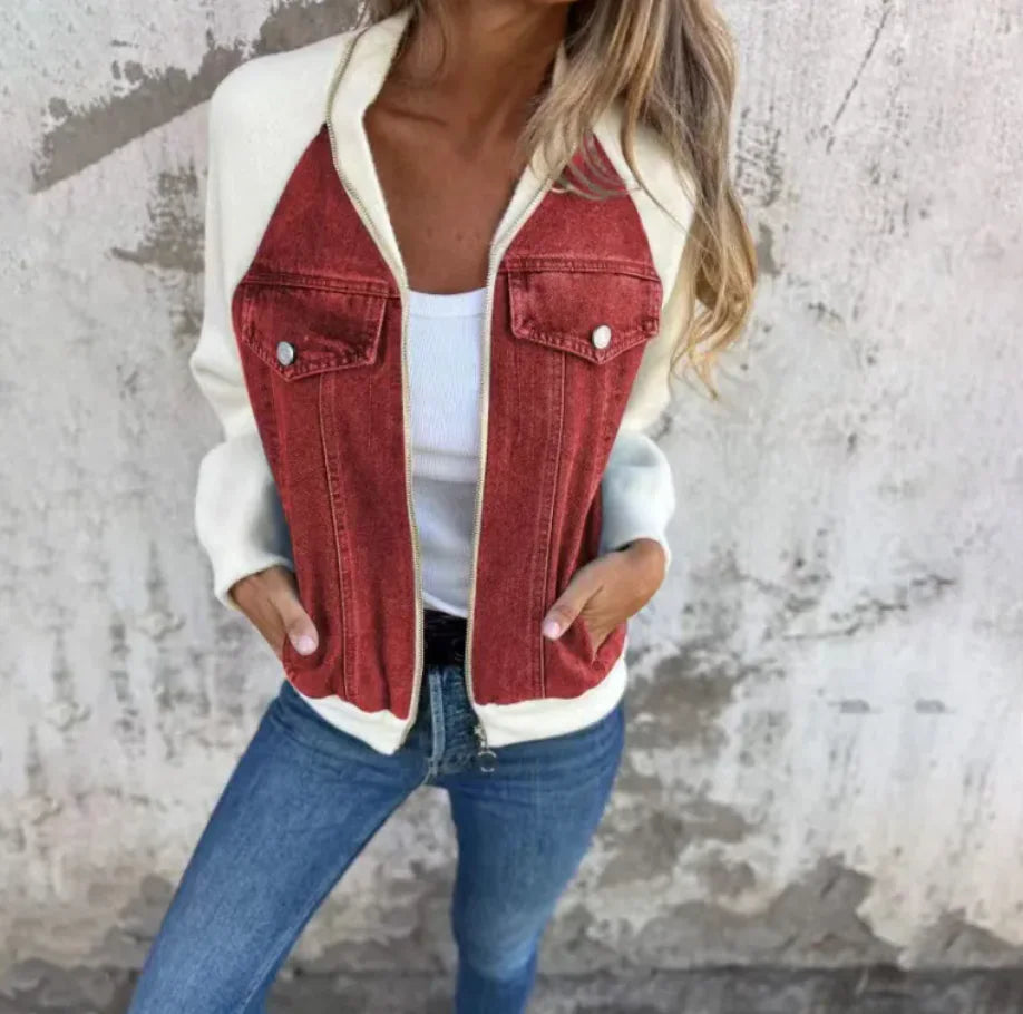 Hooded Denim Patchwork Jacket