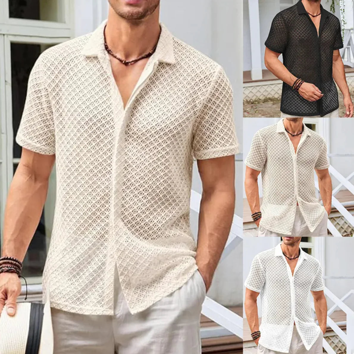 Mesh Lapel Shirt