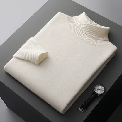 Men's High Collar Winter Knit Pullover