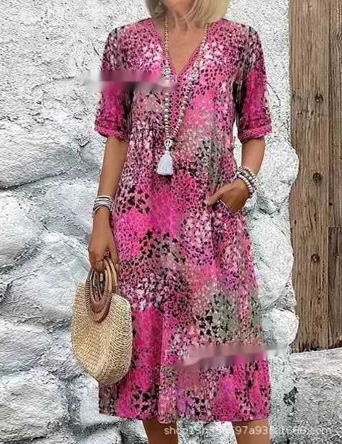 V-Neck Pocket Dress