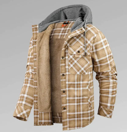 Winter Warm Hooded Plaid Jacket