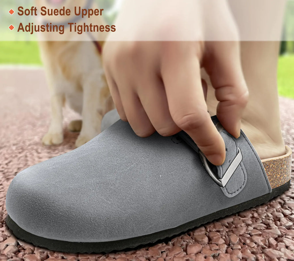 BULLIANT Comfort Clogs Slippers Sandals Nurse Work Shoes Unisex for Men Women with Cushioned Cork-Footbed 13 Women/11 Men Light Grey3402