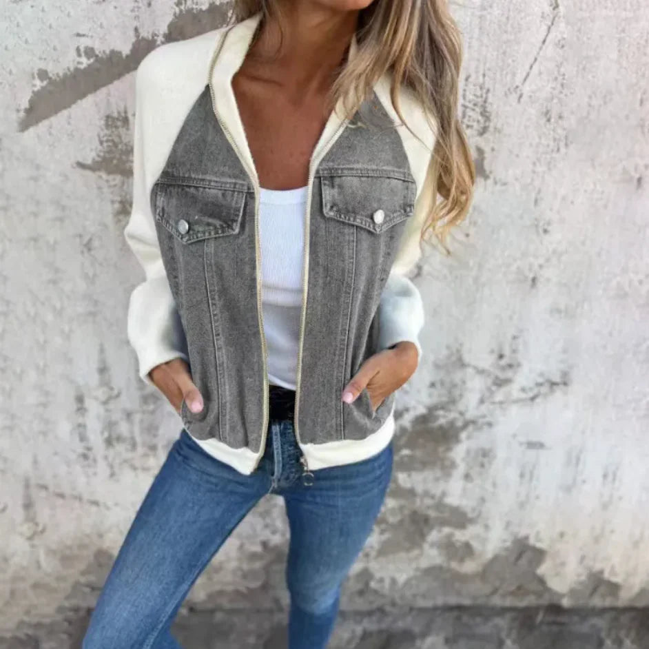 Hooded Denim Patchwork Jacket