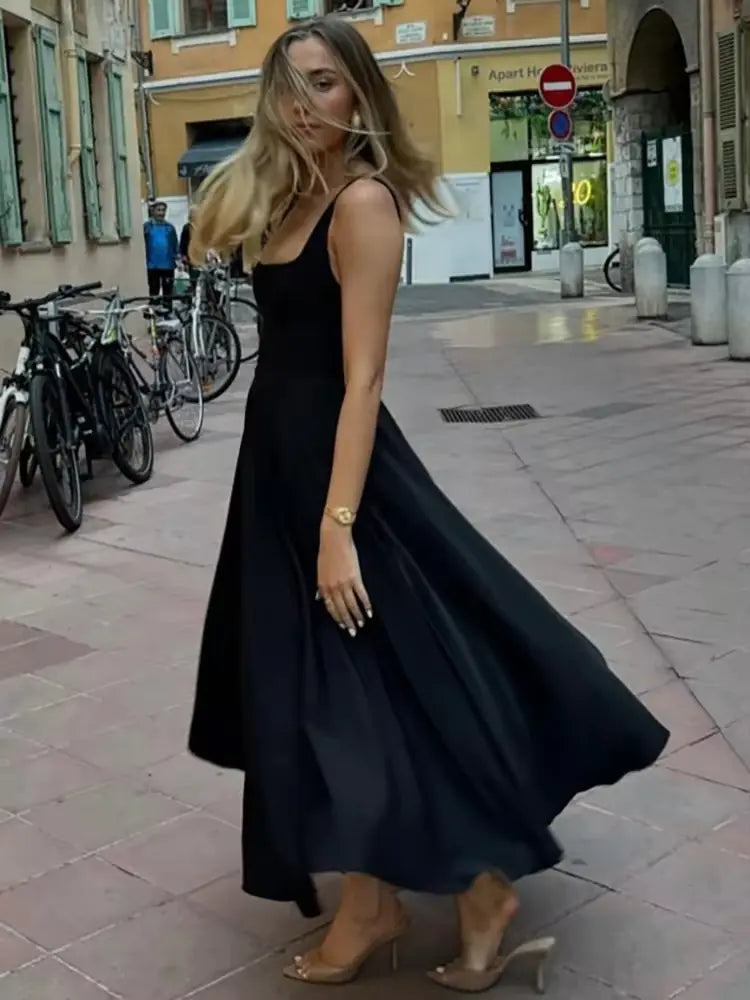 Elegant Square Neck Maxi Dress