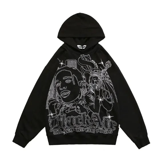 American Graffiti Print Hooded Sweater