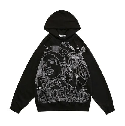 American Graffiti Print Hooded Sweater