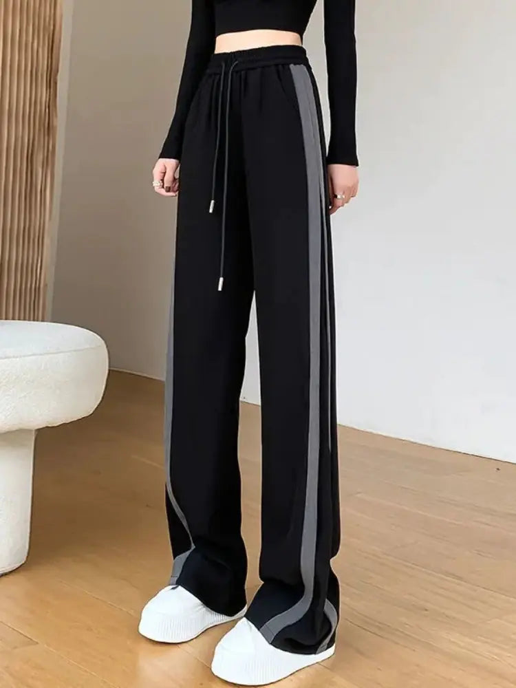 Striped Panelled Loose Pants