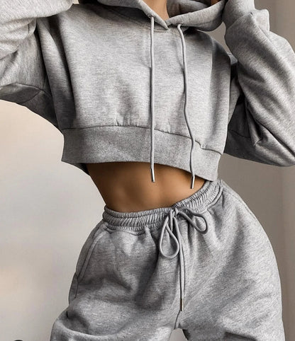 Hirigin Women's Winter Casual Sports Tracksuit: Hoodie & Sweatpants Set