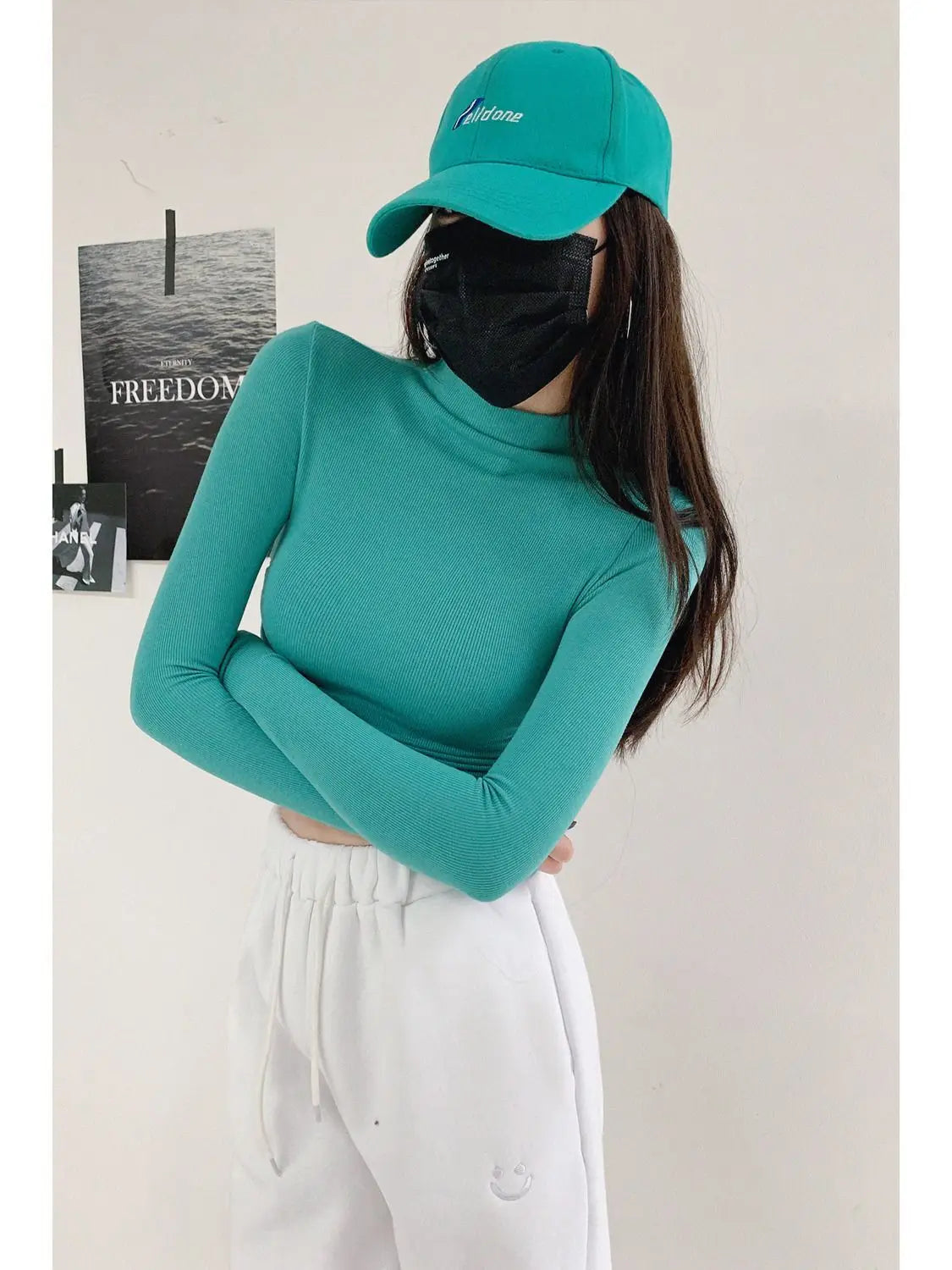 Winter New Crop Top Tee Shirt Femme Fashion