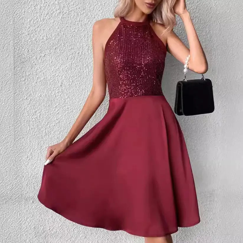 Sequin Stitching Sleeveless Dress