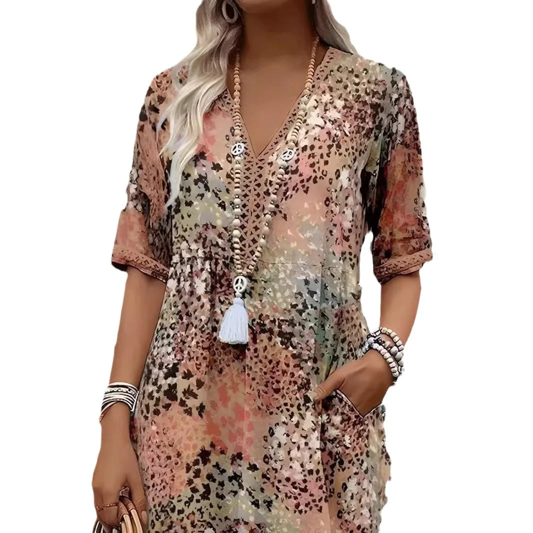V-Neck Pocket Dress