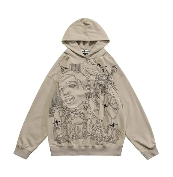 American Graffiti Print Hooded Sweater