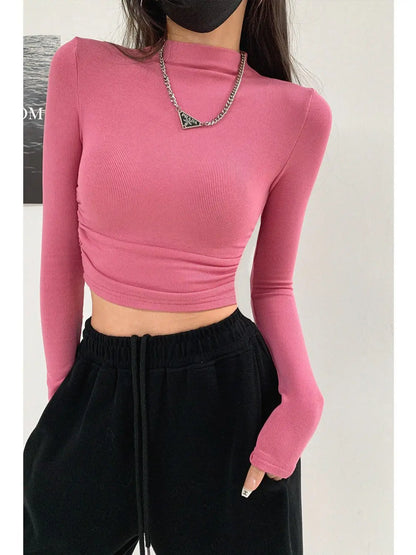 Winter New Crop Top Tee Shirt Femme Fashion