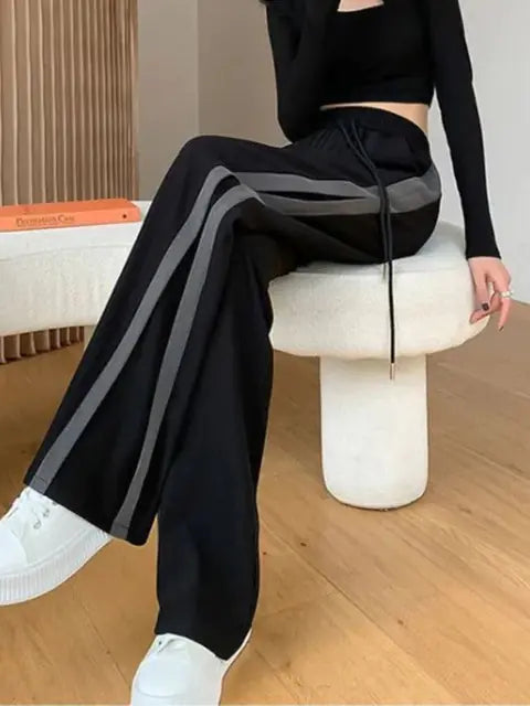 Striped Panelled Loose Pants