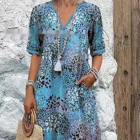 V-Neck Pocket Dress