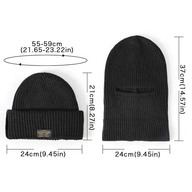 2 In 1 Mask Beanies Men Winter Headgear