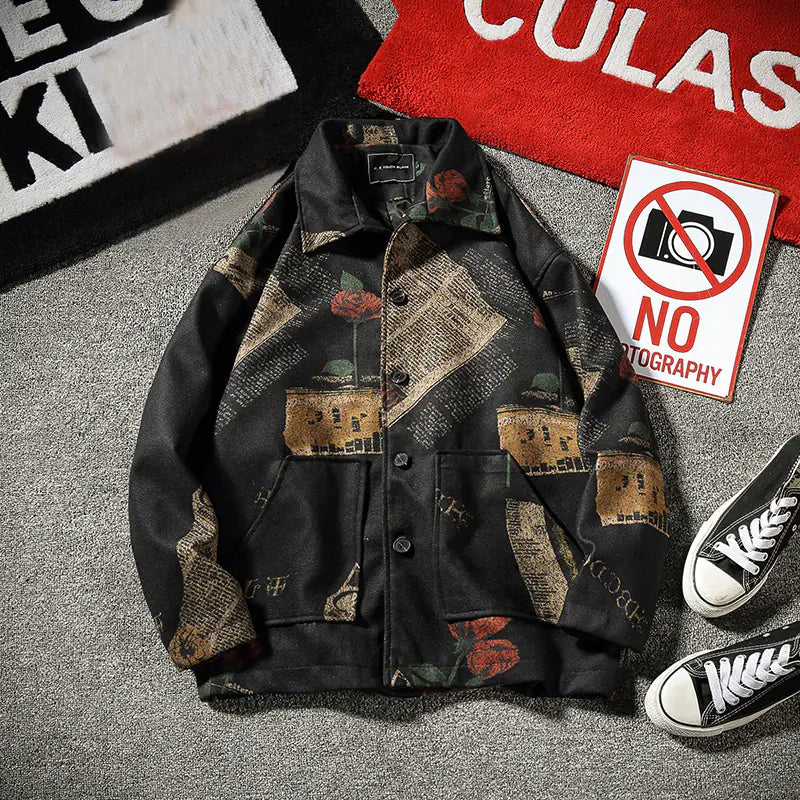 Stylish Retro Print Jacket